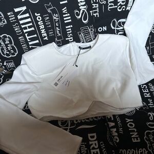 Zara off white embellished crop top